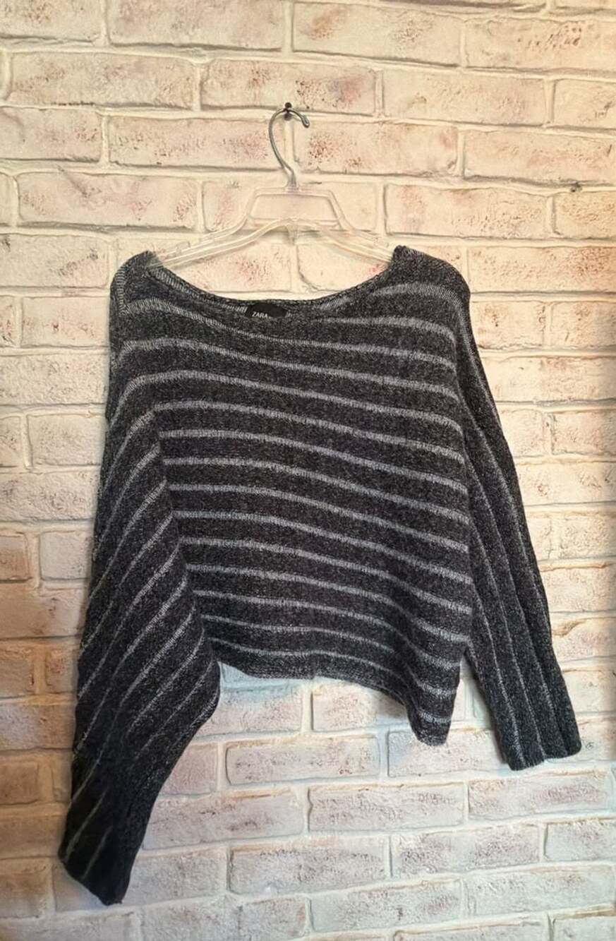 Zara Knit Striped Cropped Sweater
